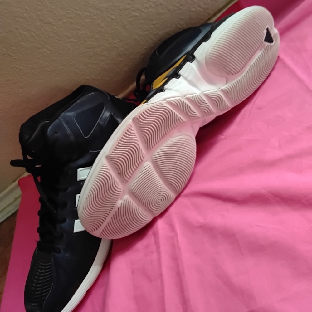 Adidas Men's Black Sneakers with Orange and White Stripes - Picture 4 of 6